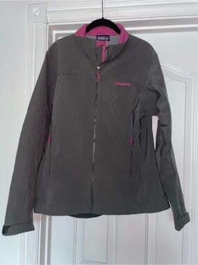 Patagonia Adze Jacket Gray Lightweight Polartec Softshell Zip Pockets Sz Large